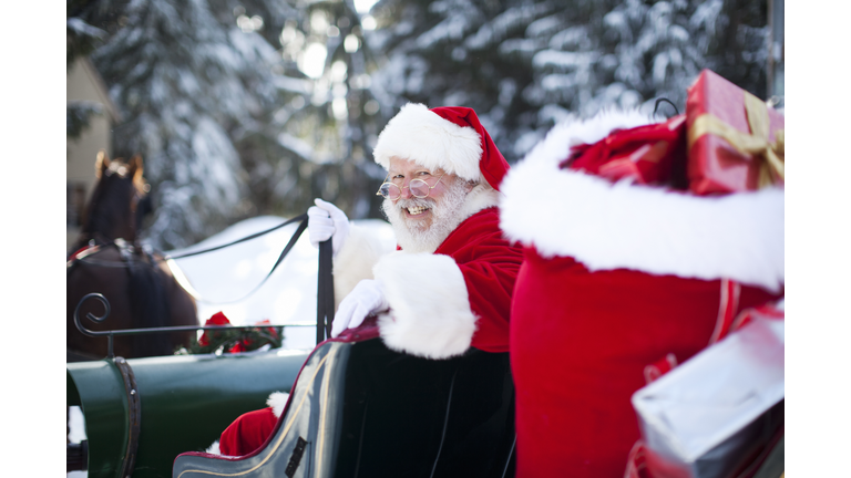 Santa Claus in His Sleigh at North Pole