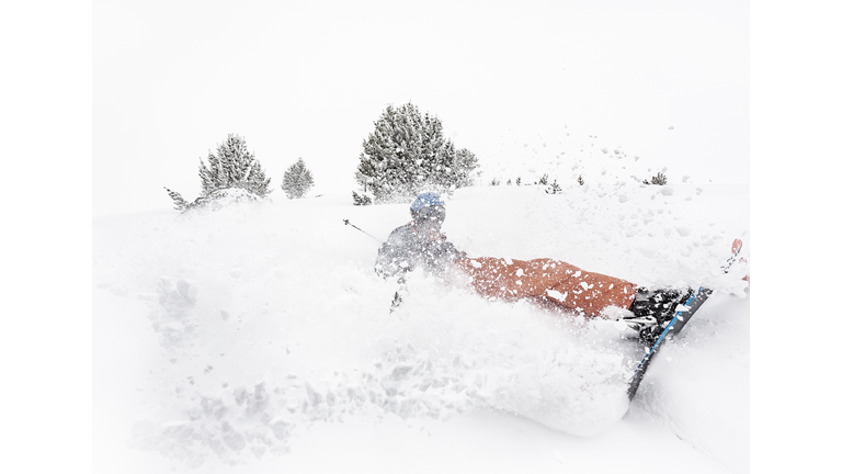 Skier falling down