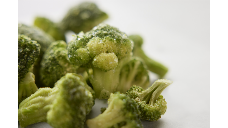 Close-up of frozen broccoli