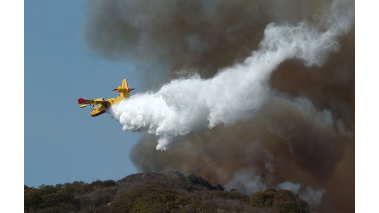 Firefighters Battle Blaze Near Los Angeles