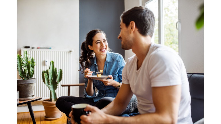 Couple at home in morning