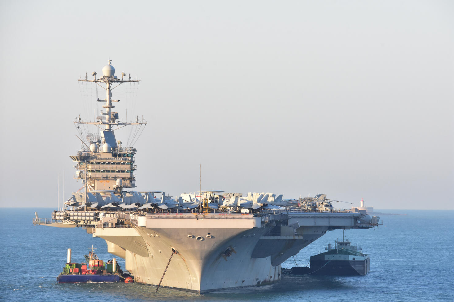 US Aircraft Carrier USS Harry S. Truman moored near Lissabon