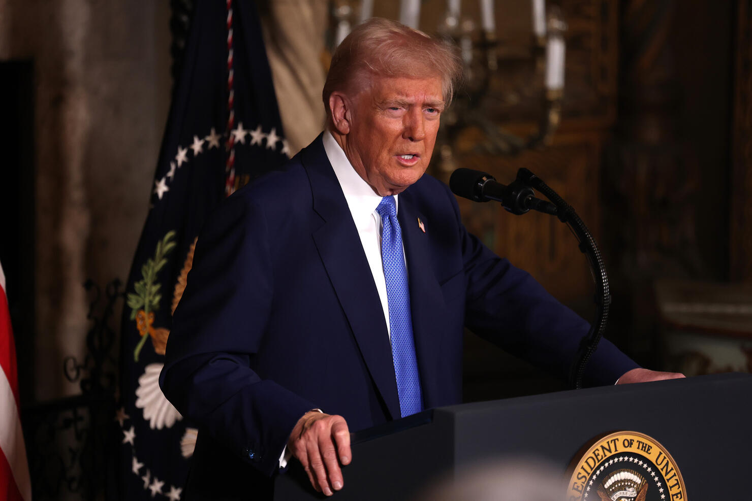President Trump Signs Executive Orders At Mar-a-Lago In Palm Beach, Florida