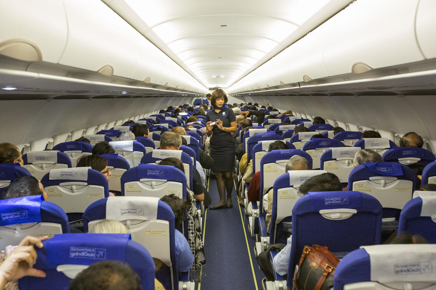 An Indigo flight, an Indian budget airline.