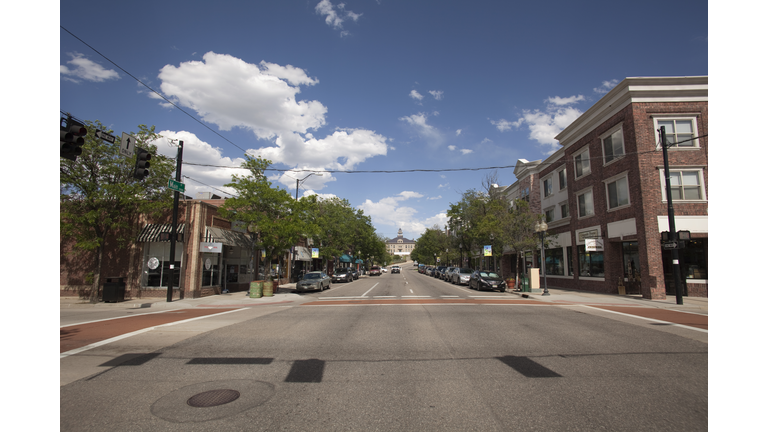 Downtown Littleton Colorado main street shops buildings courthouse
