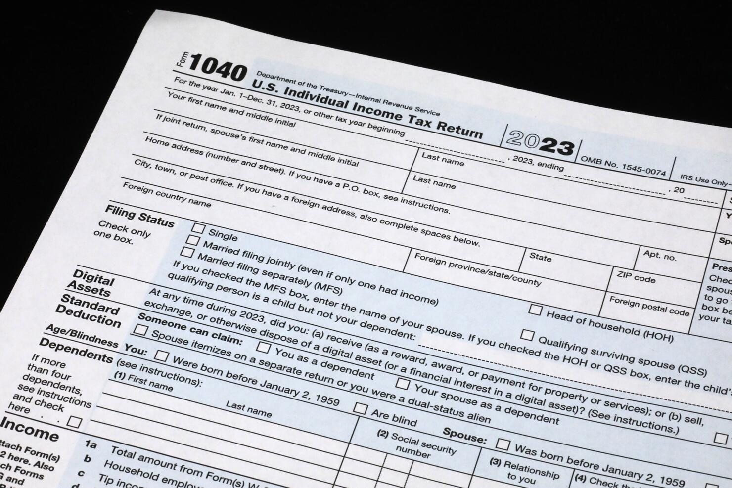 Treasury department document for income tax