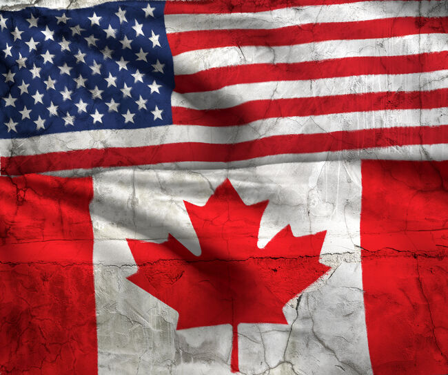 USA Canada Flag 8k Resolution on White V1 with Texture