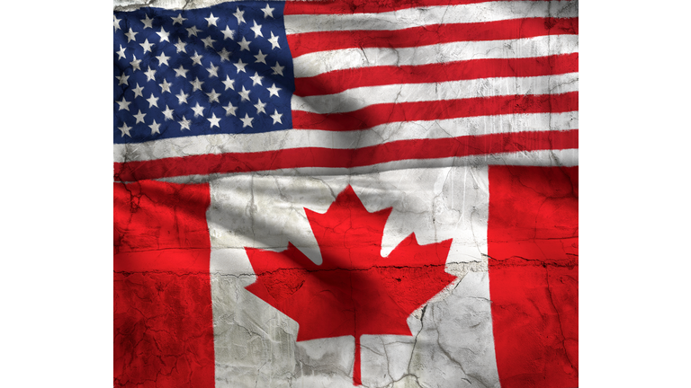 USA Canada Flag 8k Resolution on White V1 with Texture