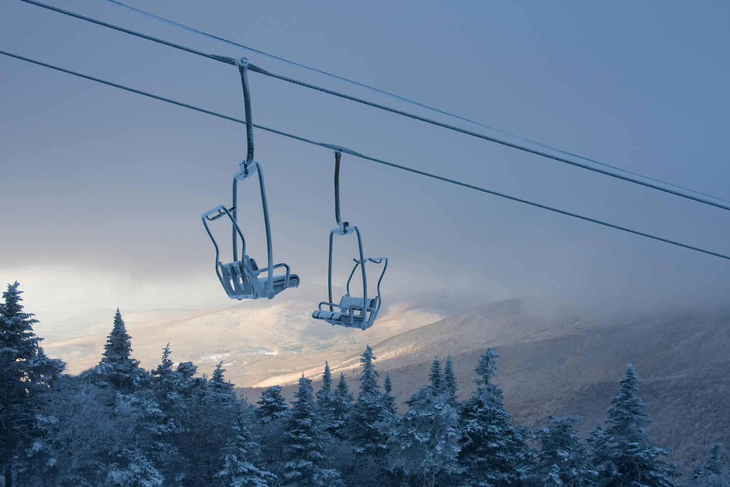 Chair lift in winter