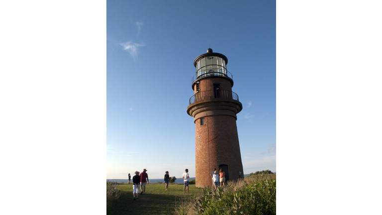 Tourists wait to ascend Gay Head Lightho