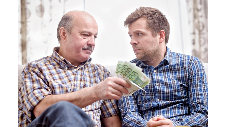 Elderly father lends money to his adult son