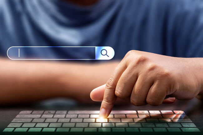 business people use internet for information and browsing information network concept