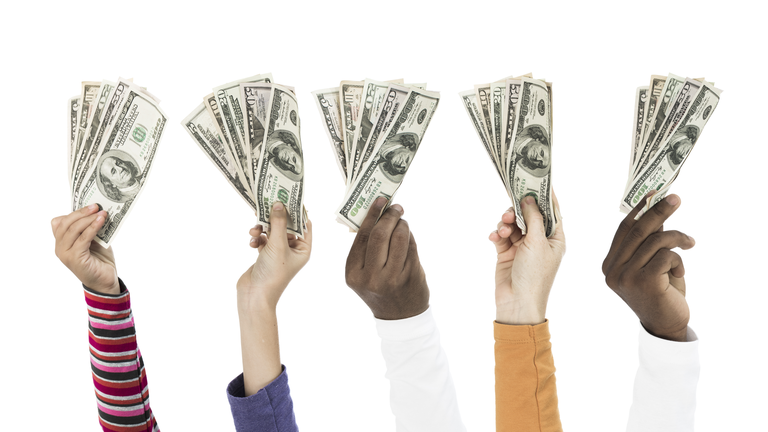 People holding dollars