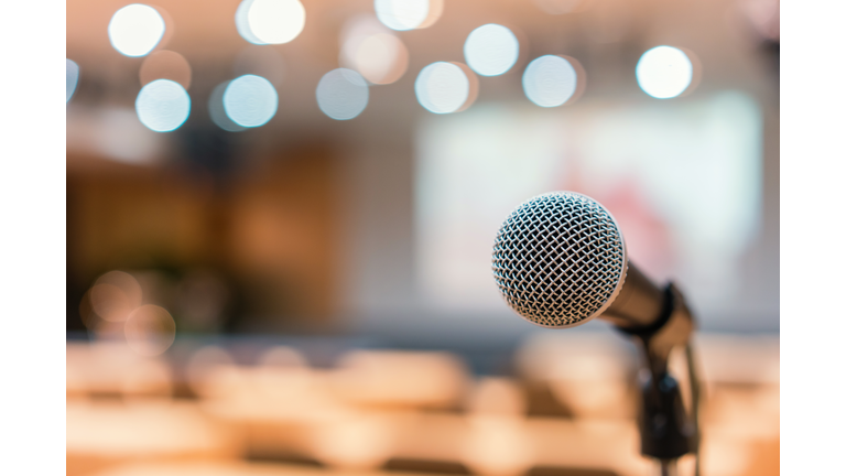 Microphone in meeting room for a conference