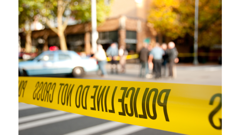 Police line at a crime scene