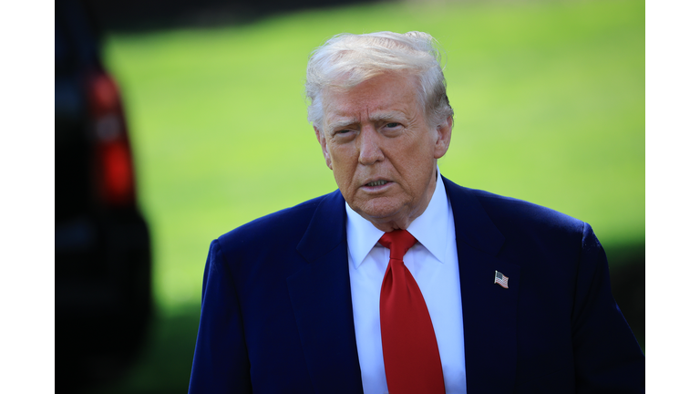 President Trump Departs The White House En Route To Michigan