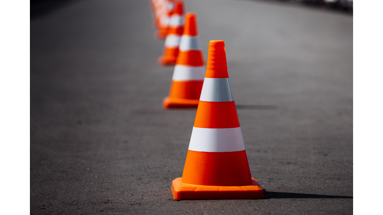 bright orange traffic cones