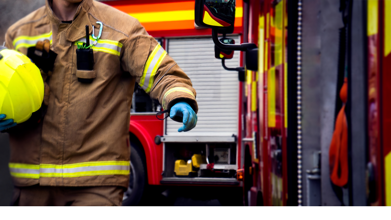 Firefighter at scene of incident