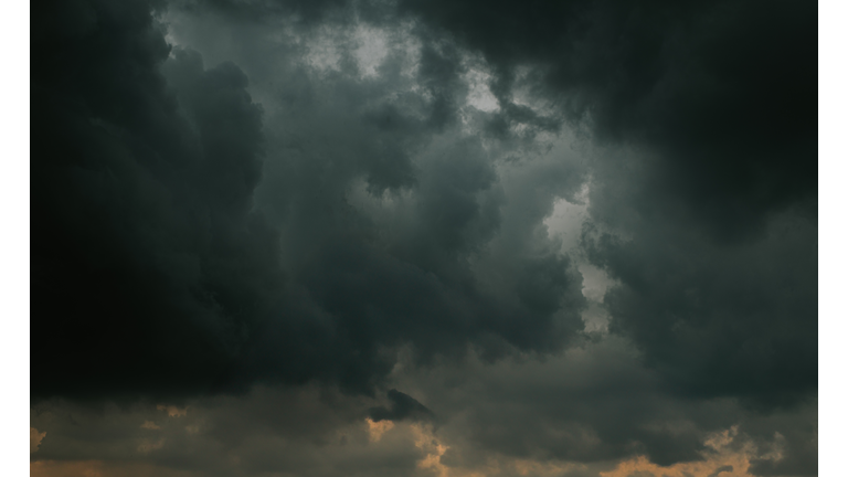An ominous, black, cloudy sky