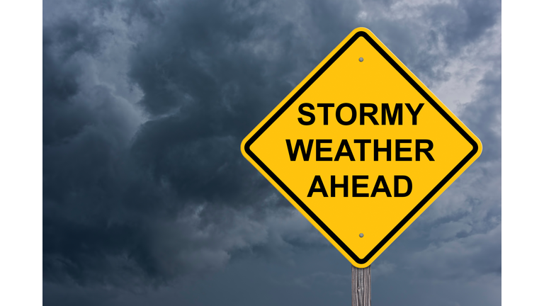 Stormy Weather Ahead Warning Sign