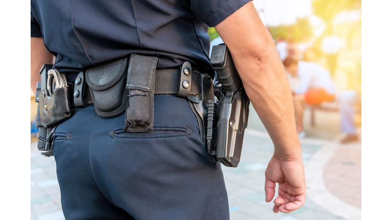 Law enforcement officer watching the streets