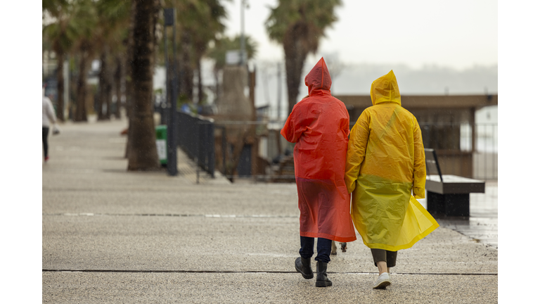 people walking at rainy weather