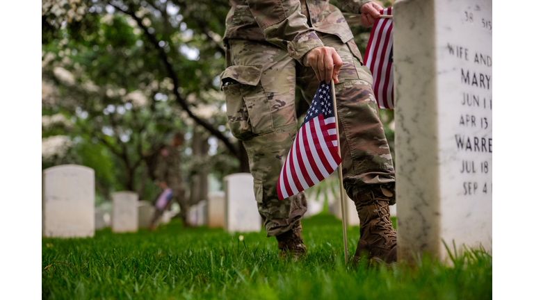 Flags In Takes Place At Arlington National Cemetery Ahead Of Memorial Day