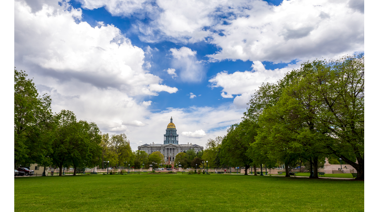 Civic Center Park and Colorado State Capitol on a spring day