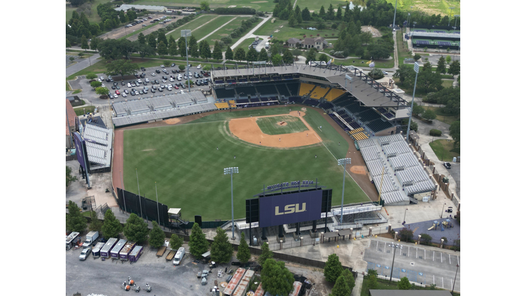 Aerial view of the LSU Alex Box Baseball Stadium in Baton Rouge, Louisiana