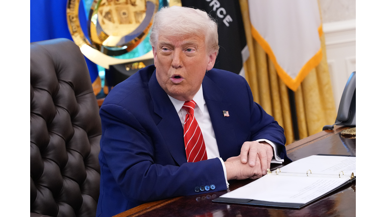 President Trump Holds Press Conference With Elon Musk in White House's Oval Office