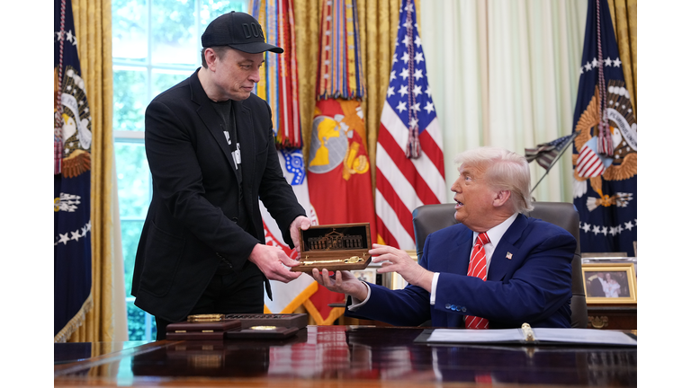 President Trump Holds Press Conference With Elon Musk in White House's Oval Office