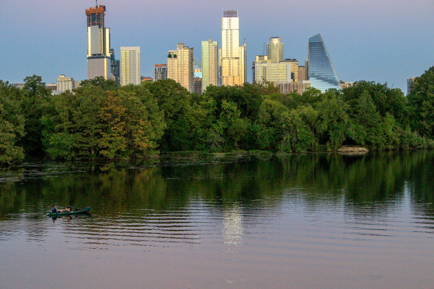 Sunset Austin Texas Skyline over Lady Bird Lake