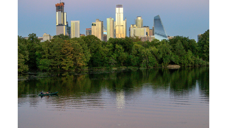 Sunset Austin Texas Skyline over Lady Bird Lake