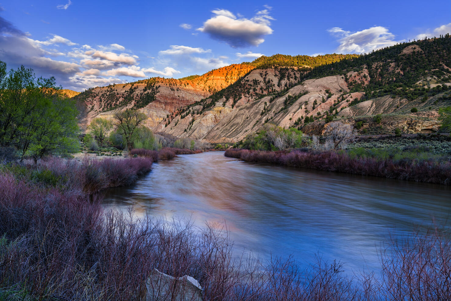 Long Exposure Colorado River Sunset Reflections in Water