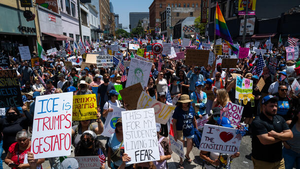 Downtown Los Angeles Flooded with Protesters in `No Kings' Rally