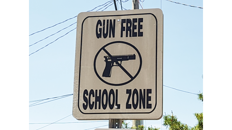 Gun free school zone sign in Atlantic city, NJ, USA