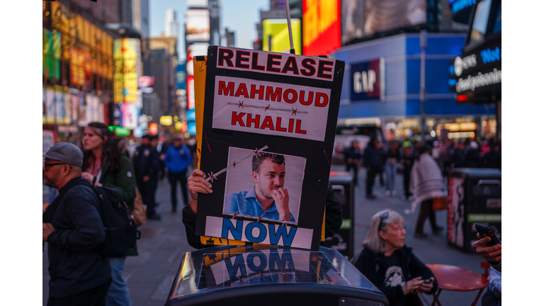 Demonstrators Rally For Gaza In New York Times Square In Wake Of Recent Israeli Bombings