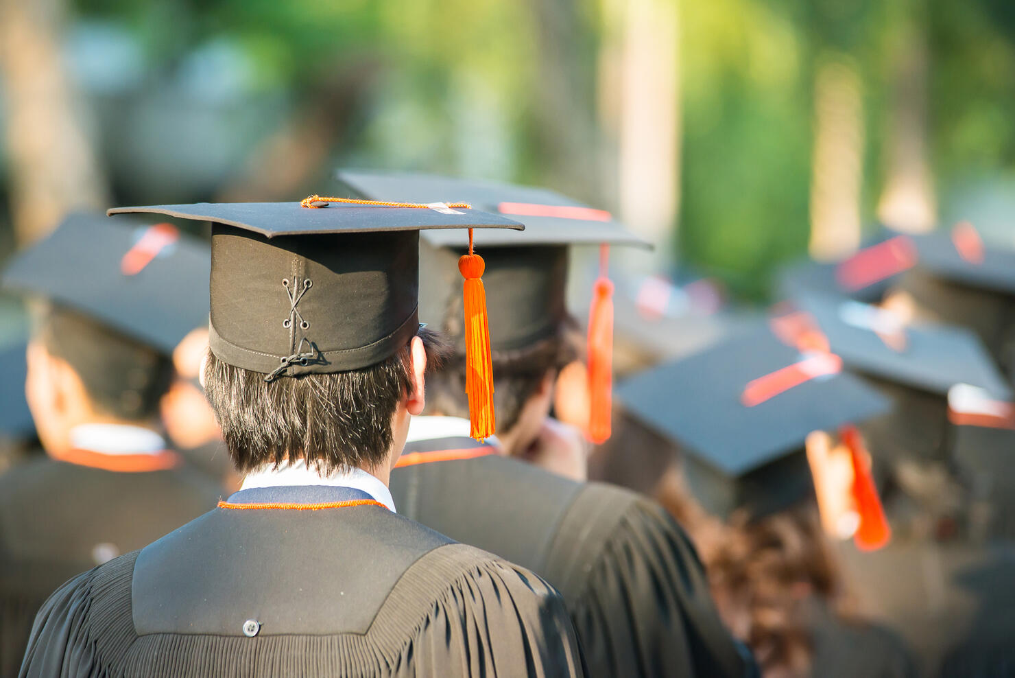 back of graduates during commencement