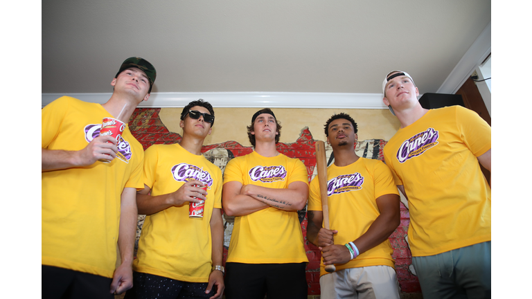 2025 College World Series Champs LSU Baseball Stars Work Celebratory "Shift" At Raising Cane's Baton Rouge