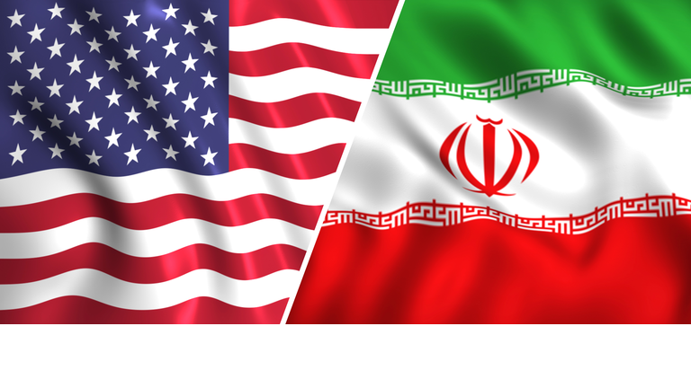 Flags of us and iran symbol of the sanction