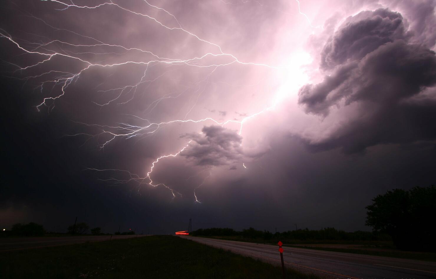 Scenic view of lightning over field against sky,Buenos Aires,Argentina