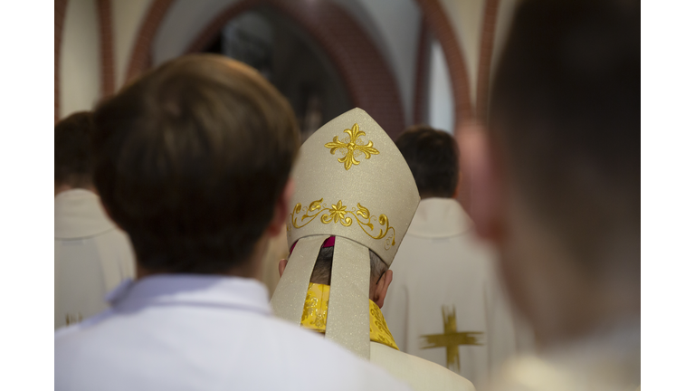 Bishop during church ceremonies in the church