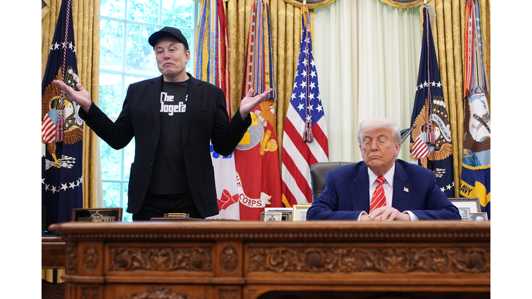 President Trump Holds Press Conference With Elon Musk in White House's Oval Office