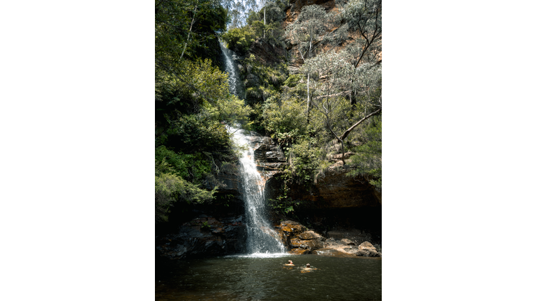 The serene Blue Mountains and Majestic Waterfalls. Nature's Symphony. NSW. Australia. Wentworth Falls. Minnehaha falls. Three sisters.