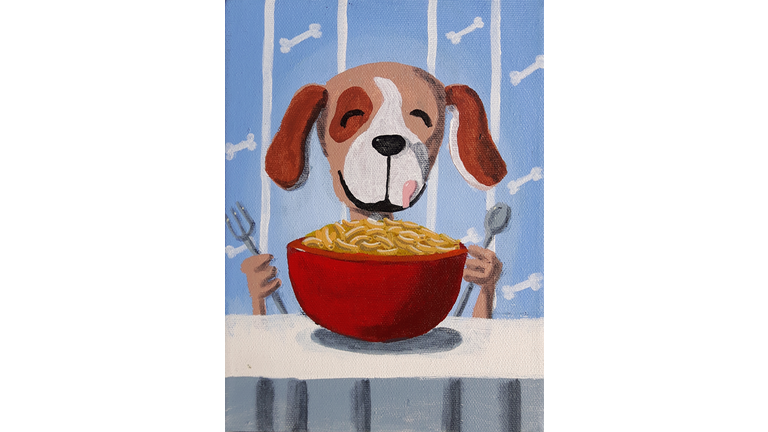 Dog Eats Mac and Cheese