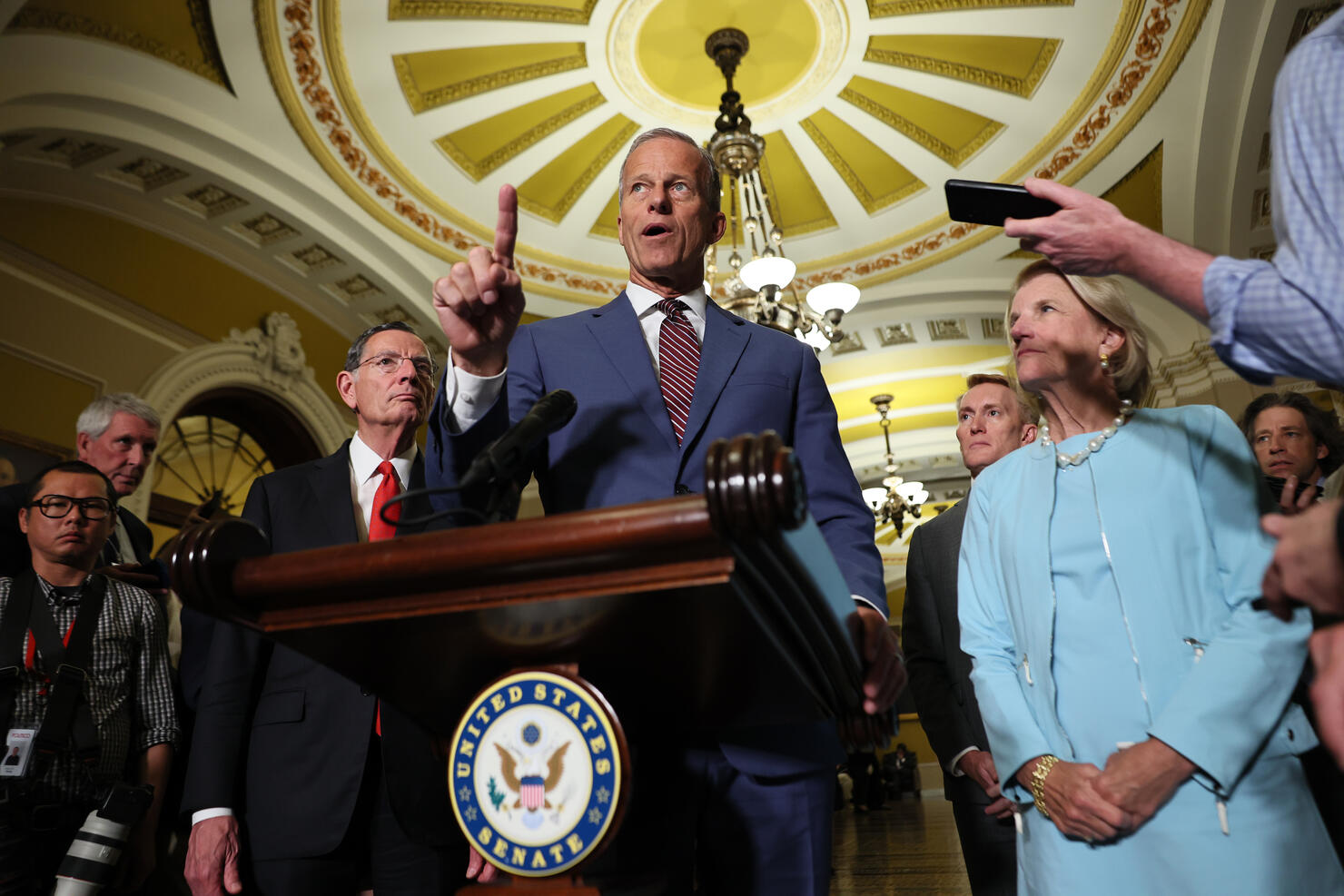 Senators Speak To Reporters After Policy Luncheons On Capitol Hill