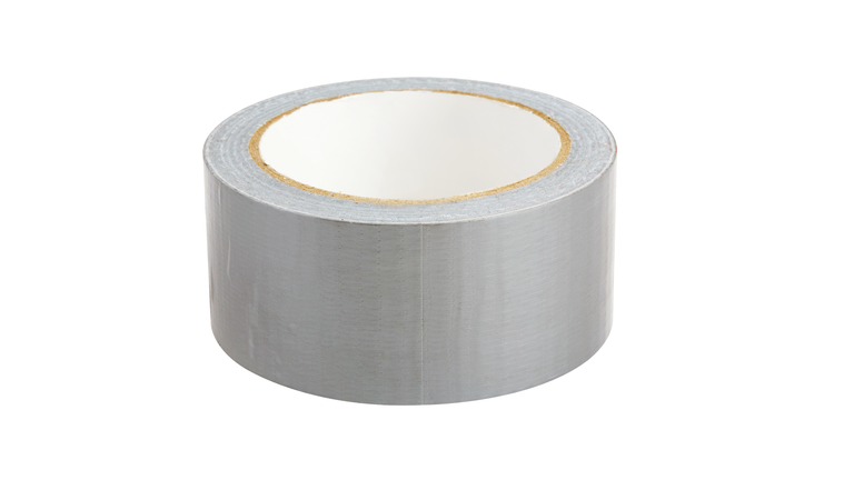 Roll of Silver adhesive tape isolated on white background