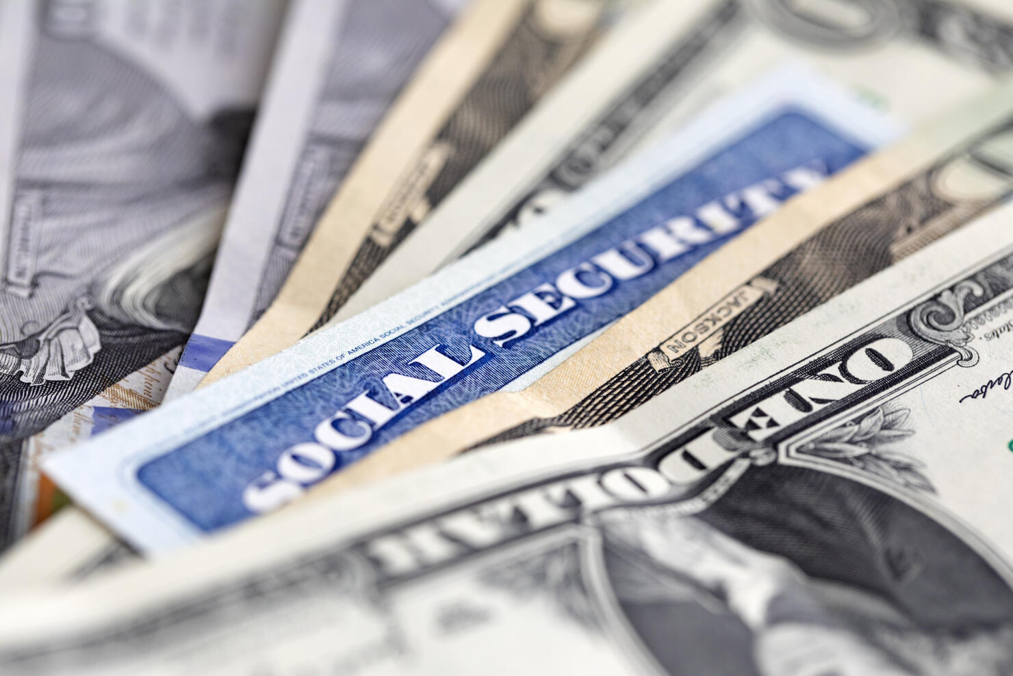 Social security card with money