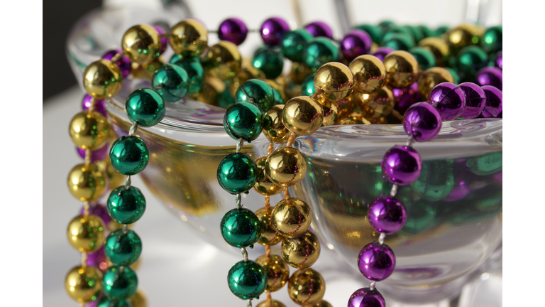 Traditional Three Color Mardi Gras Beads