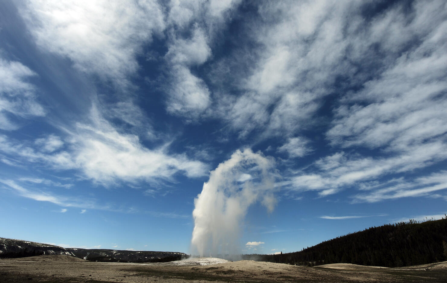 View of the 'Old Faithful' geyser which